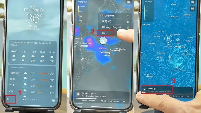 Theo dõi lộ trình bão trên iPhone bằng ứng dụng Thời tiết