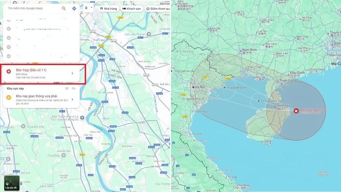 Theo dõi lộ trình bão trực tuyến qua Google Maps