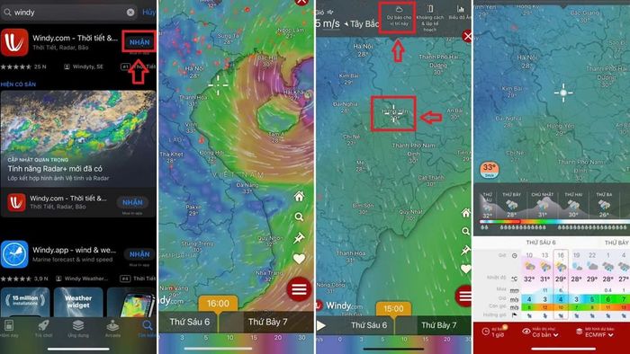 Theo dõi tình hình bão và thời tiết trên Windy