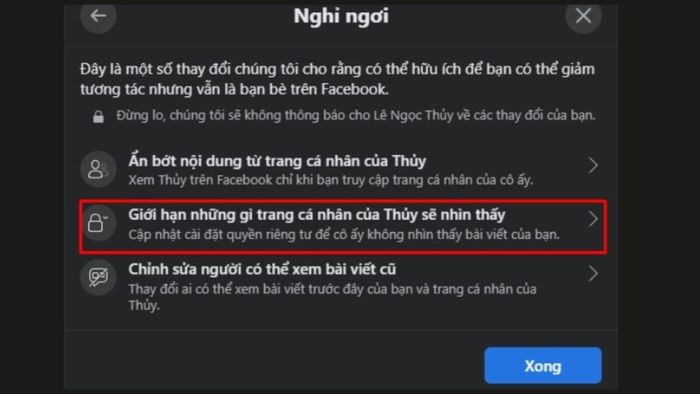 Cách thực hiện giảm tương tác trên Facebook từ máy tính