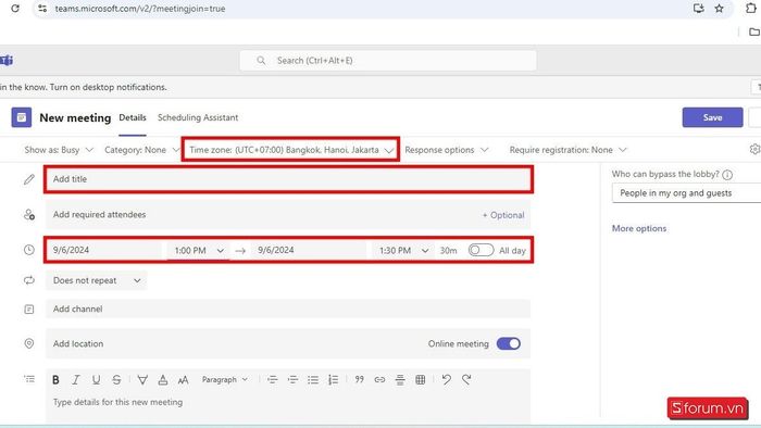 Hướng dẫn thiết lập cuộc họp vào 1 giờ chiều hôm nay trên Microsoft Teams – Bước 2
