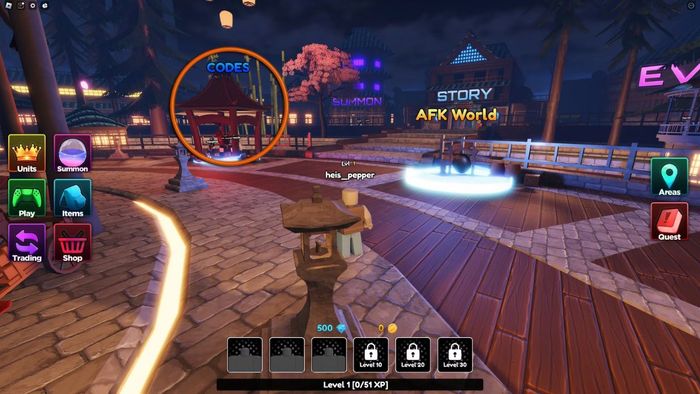 Hướng dẫn nhập mã Code Anime Royale – Bước 1