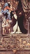 Thánh Mẫu và tràng hạt Mân Côi, bức tranh của Guido Reni, 1596