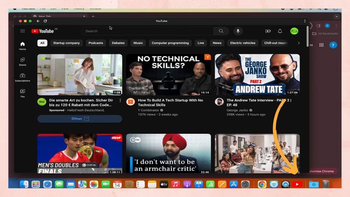 Ứng dụng YouTube sẽ mở tự động trong một cửa sổ mới