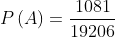 Xác suất P(A) = rac{1081}{19206}