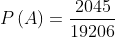 Xác suất P(A) = rac{2045}{19206}