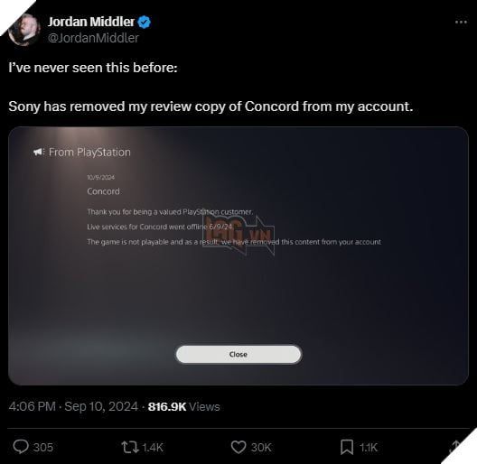 Người dùng Sony bất ngờ phát hiện Concord đã bị gỡ khỏi tài khoản của họ 2