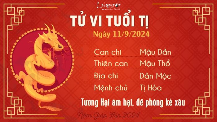 Tử vi hàng ngày 11/9/2024 - Tị