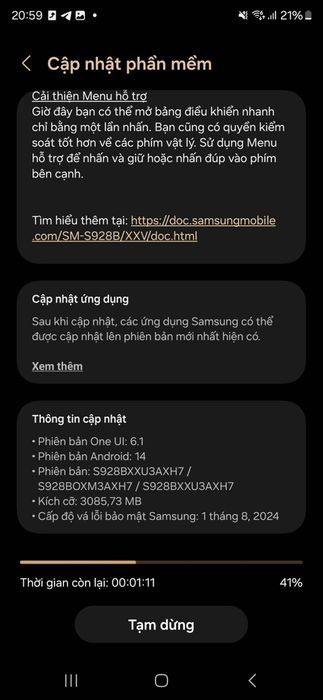 Samsung đã phát hành bản cập nhật OneUI 6.1.1 cho dòng Galaxy S24