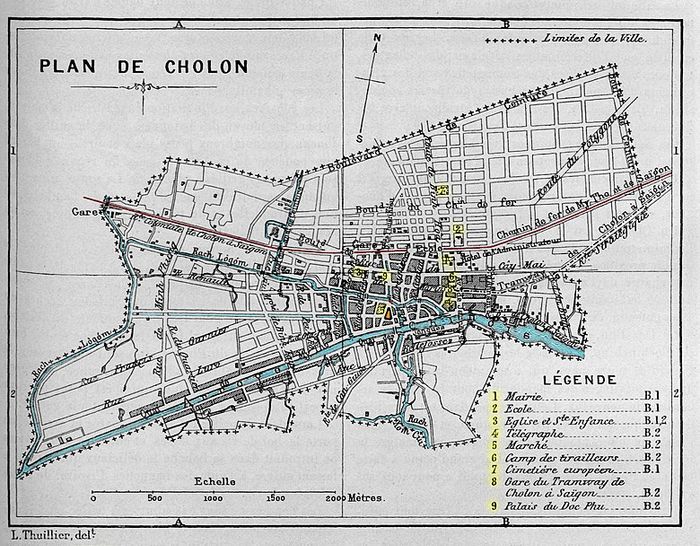 Bản đồ Chợ Lớn năm 1893 cho thấy đường Thủy binh (rue des Marins) kết thúc tại đường An Bình.