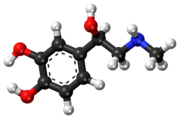 Mô hình bóng và que của phân tử epinephrine (adrenaline)