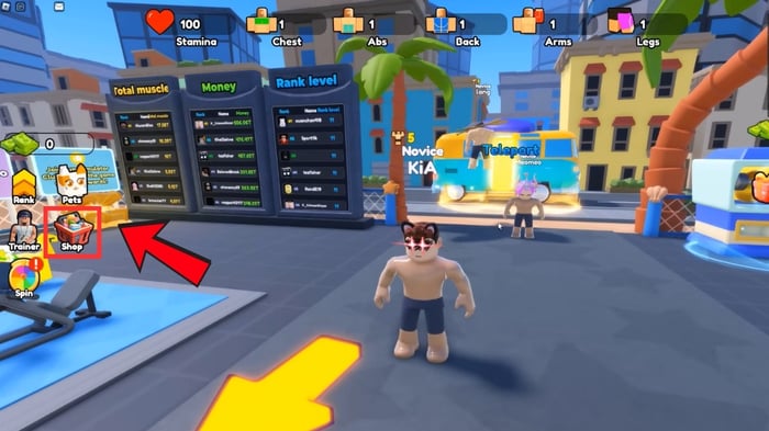 hướng dẫn nhập mã code Gym Star Simulator bước 1