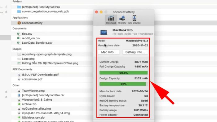 Hướng dẫn kiểm tra pin MacBook bằng Coconut Battery
