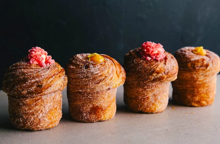 A display of sugar-coated Cruffins