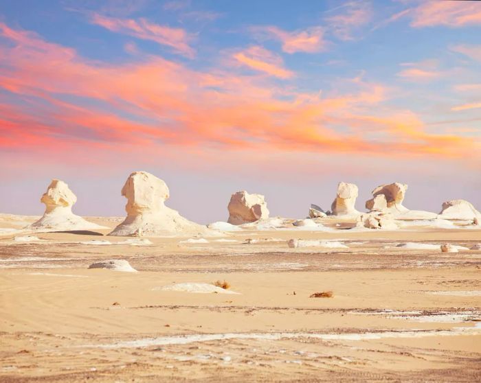 White chalk rock formations in Egypt's White Desert