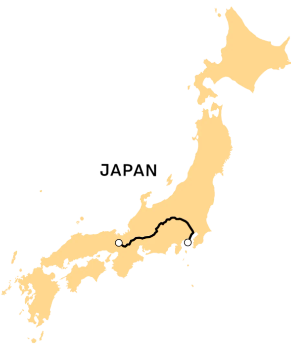 A map depicting the writer’s journey across Japan