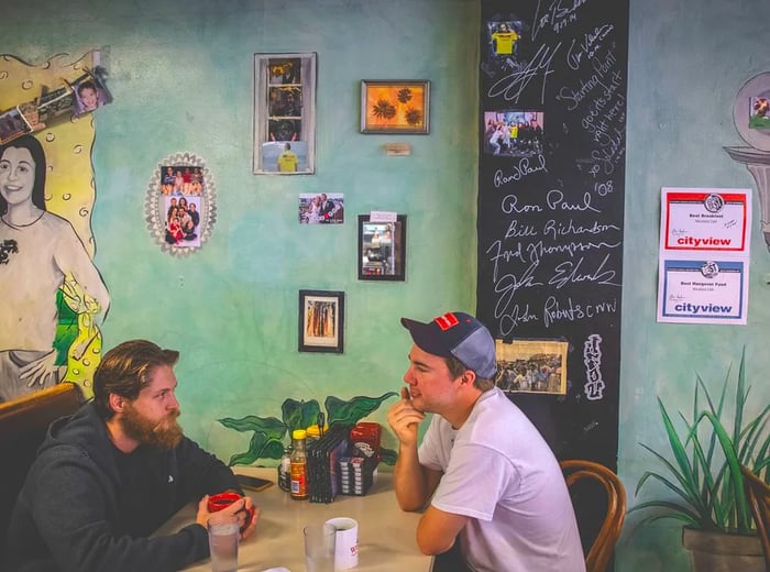 The laid-back dining area at Waveland