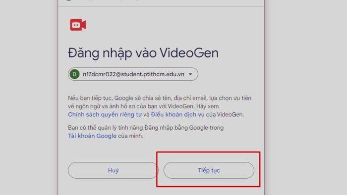 Hướng dẫn đăng ký tài khoản VideoGen ở bước 3