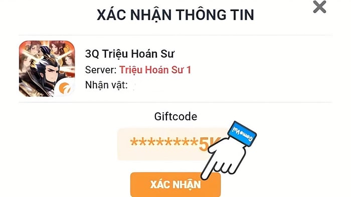 Hướng dẫn nhập mã code 3Q Triệu Hoán Sư - bước 5