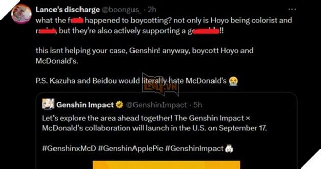 Genshin Impact lại bị cộng đồng Twittard chỉ trích vì hợp tác với McDonald's lần thứ sáu.