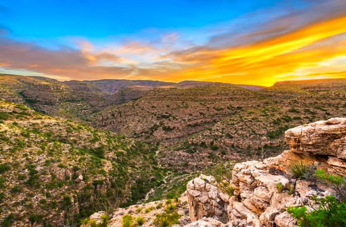 gazing over Rattlesnake Canyon as dusk falls.