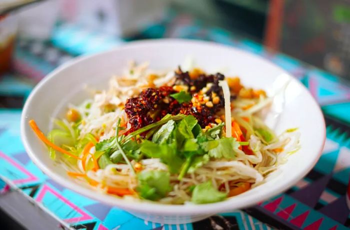 A vibrant assortment of ingredients in a bowl.