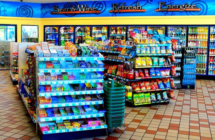 The inside of a convenience store.