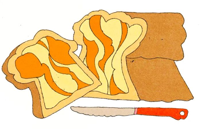 Illustration of a loaf of bread cut open to reveal a vibrant, swirled interior.