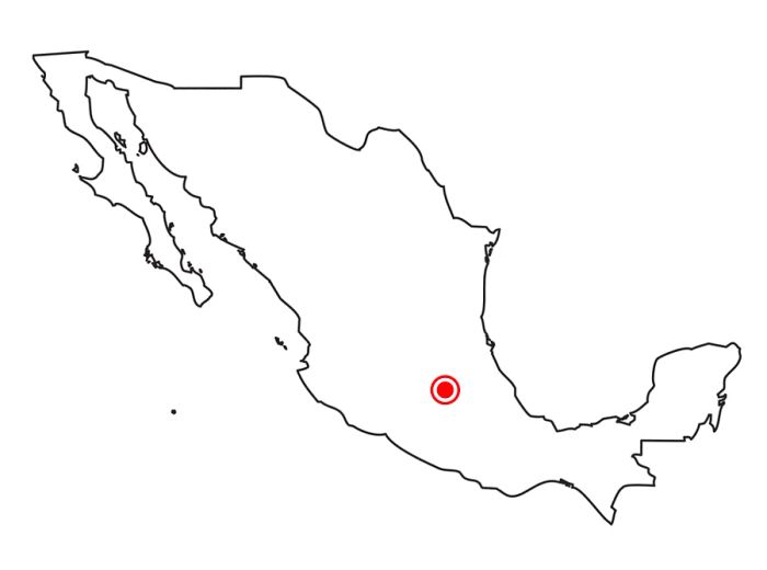 A map of Mexico highlights Mexico City with a red dot.