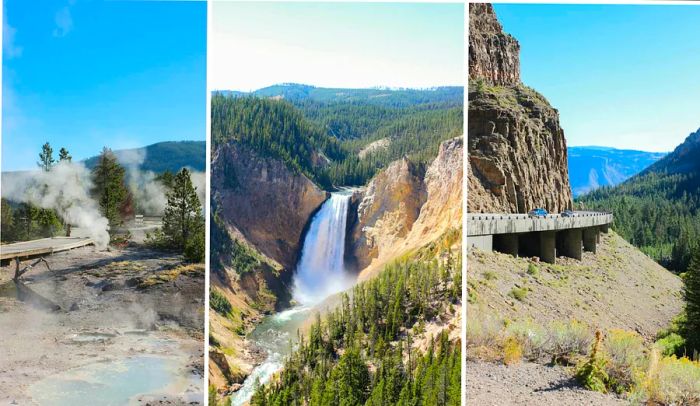 Geysers, waterfalls, and scenic vistas in Yellowstone National Park