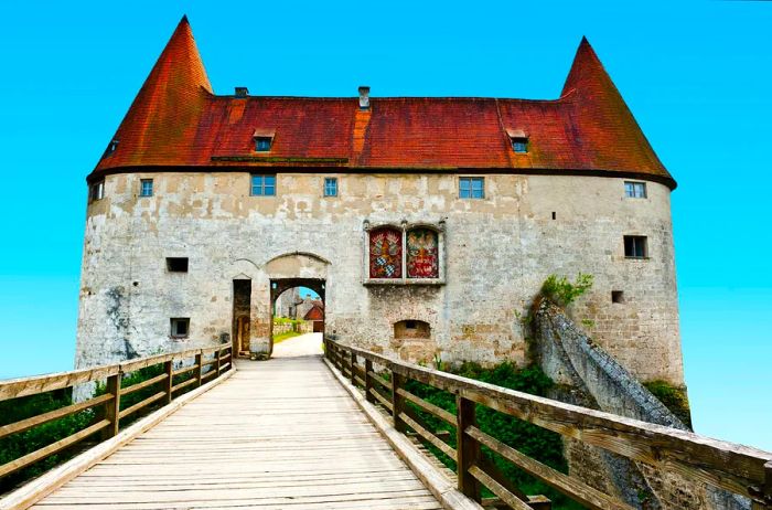 A gate at Burghausen Fortress, known as the “longest castle in the world,” Bavaria