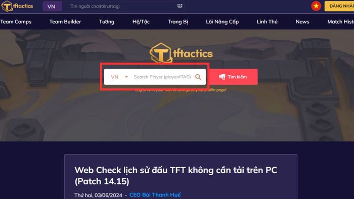 Hướng dẫn xem lại trận đấu TFT trên tftactics.io bước 2