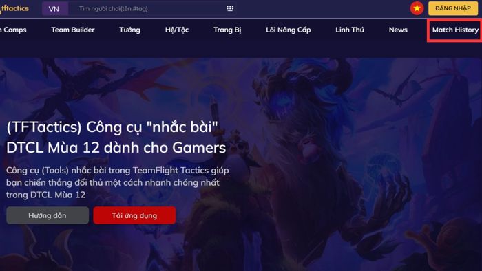 Hướng dẫn xem lại trận đấu TFT trên tftactics.io bước 1