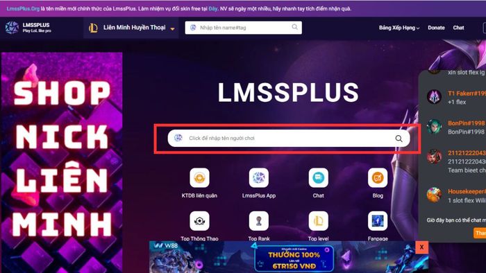 Hướng dẫn xem lịch sử đấu TFT trên LMSSPlus bước 1