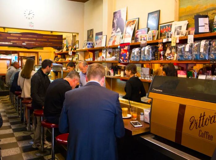 The bustling bar area at Pellegrini’s