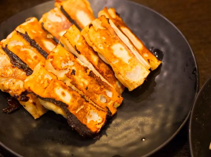 A serving of pan-fried dumplings at ShanDong Mama