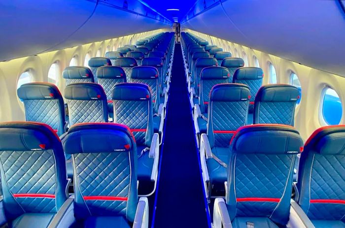 Delta's economy cabin on the A220-300