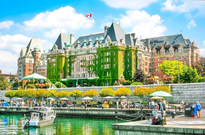 The Fairmont Empress Hotel overlooking Victoria's Inner Harbour