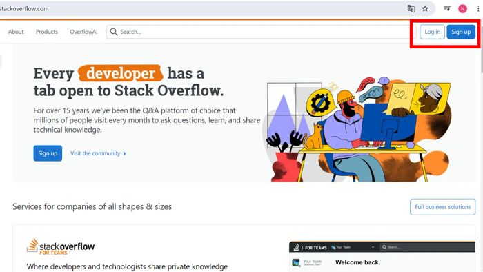 Hướng dẫn sử dụng Stack Overflow - Bước 1