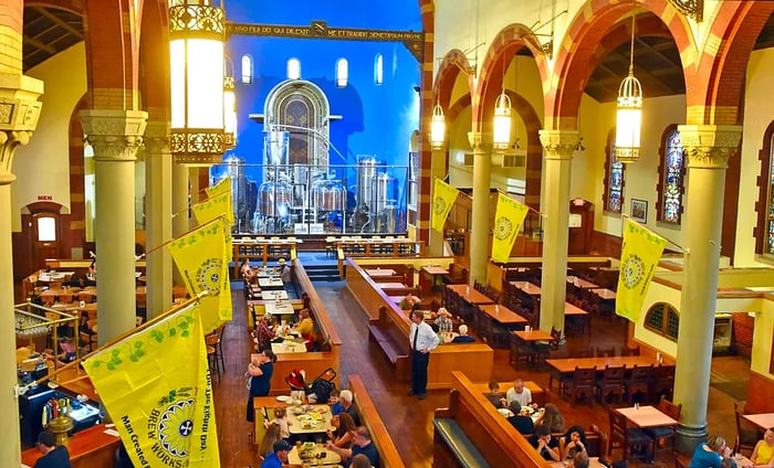 CHURCH1008.jpgThe main dining area of Church Brew Works, a former church transformed into a brewery, located in the Lawrenceville neighborhood of Pittsburgh