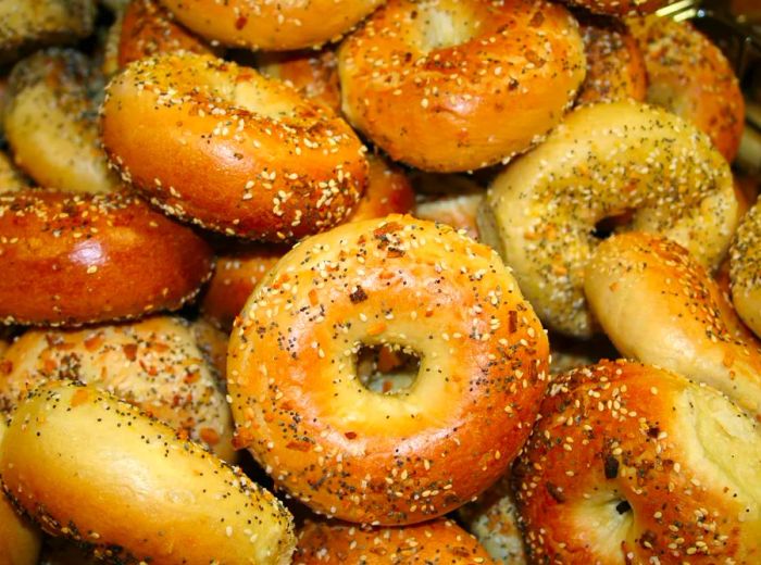 A stack of everything bagels