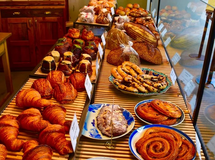 An array of pastries beautifully displayed.