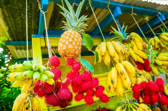 Organic Fresh Fruit Stand Selling Tropical Produce Big Island Hawaii