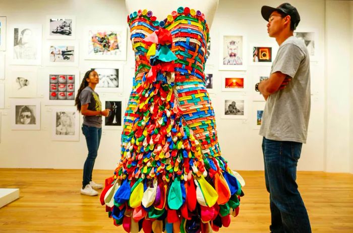 Hawaii, Oahu, Hawaiian, Honolulu, Hawaii State Art Museum, Foundation on Culture and the Arts, gallery, repurposed, balloons, dress, installation, tee