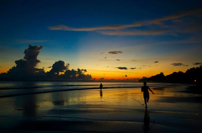 A breathtaking view of the renowned Radhanagar Beach on Havelock Island, part of the Andaman and Nicobar Islands in India.