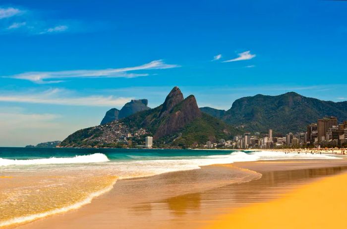 A sunny summer day at Ipanema Beach, Rio de Janeiro, Brazil.