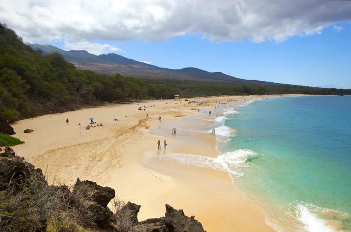 A panoramic view of Oneloa Beach/Big Beach, Maui, Hawaii