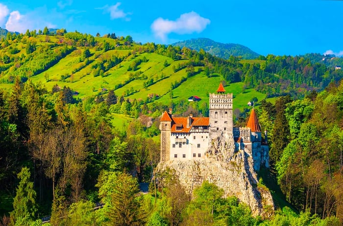 Breathtaking view of Bran Castle near Brasov, Transylvania.