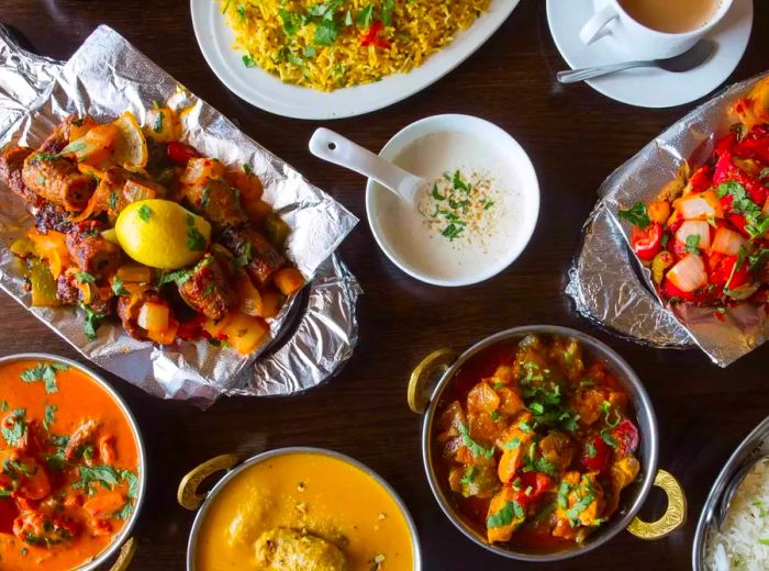 A selection of Indian dishes.