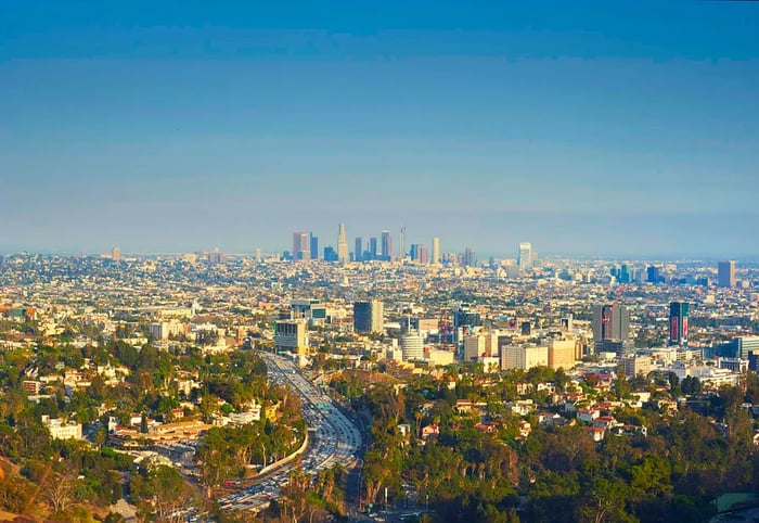 The vast city of Los Angeles, captured from the Hollywood Bowl Overlook.